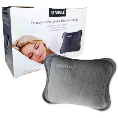 De Vielle Luxury Rechargeable Hot Water Bottle - Grey