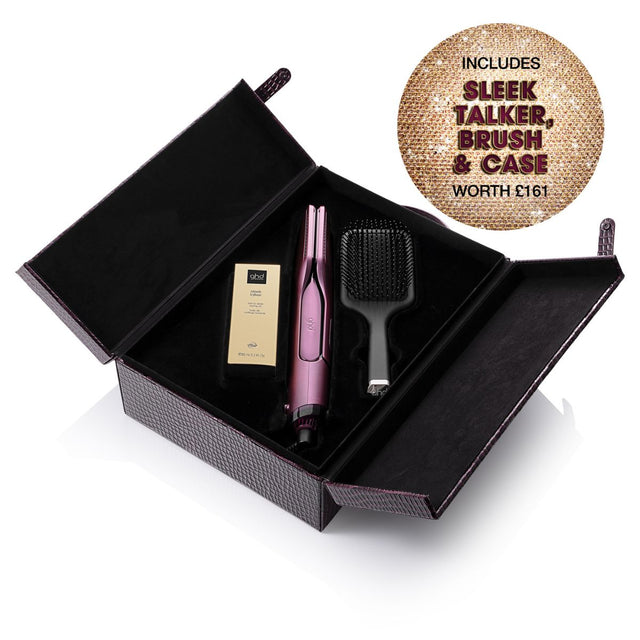 GHD Duet Style Hot Air Styler in Cherry with Sleek Talker and Paddle Brush