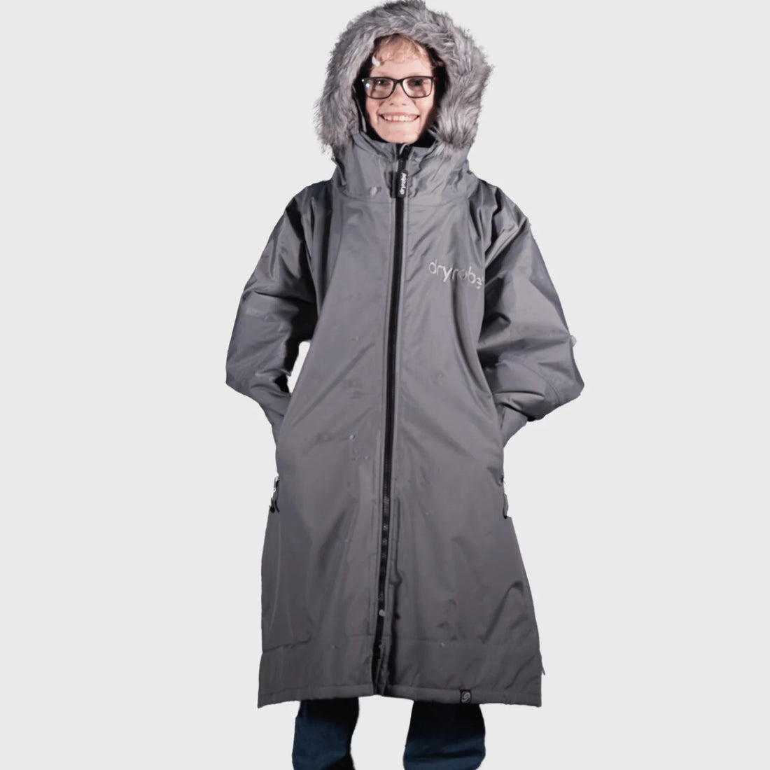 Dryrobe Long Sleeve Alpine Range - Charcoal Kids 10-14