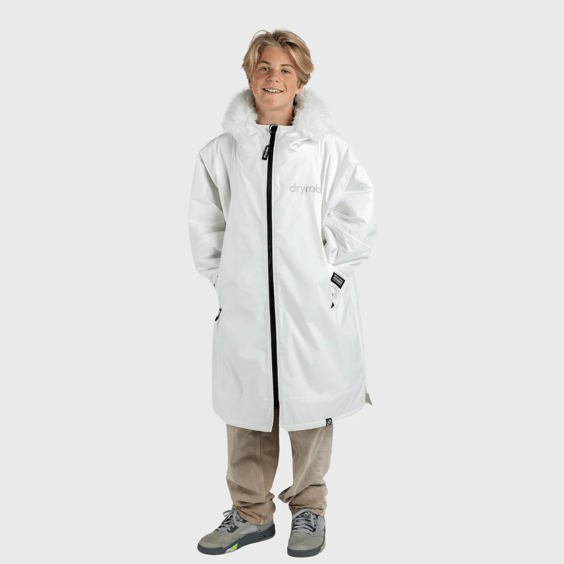 Dryrobe Long Sleeve Alpine Range - Ice White Kids 10-14