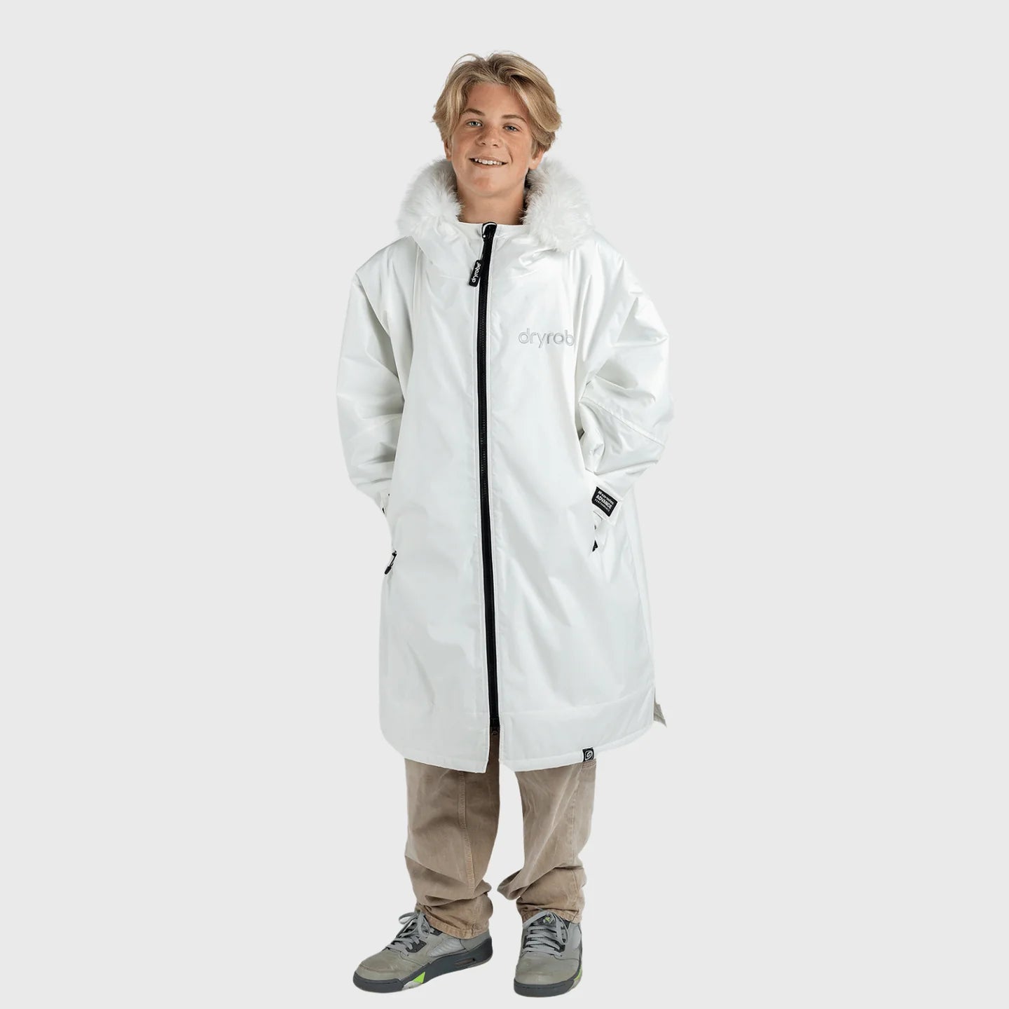 Dryrobe Long Sleeve Alpine Range - Ice White Kids 10-14